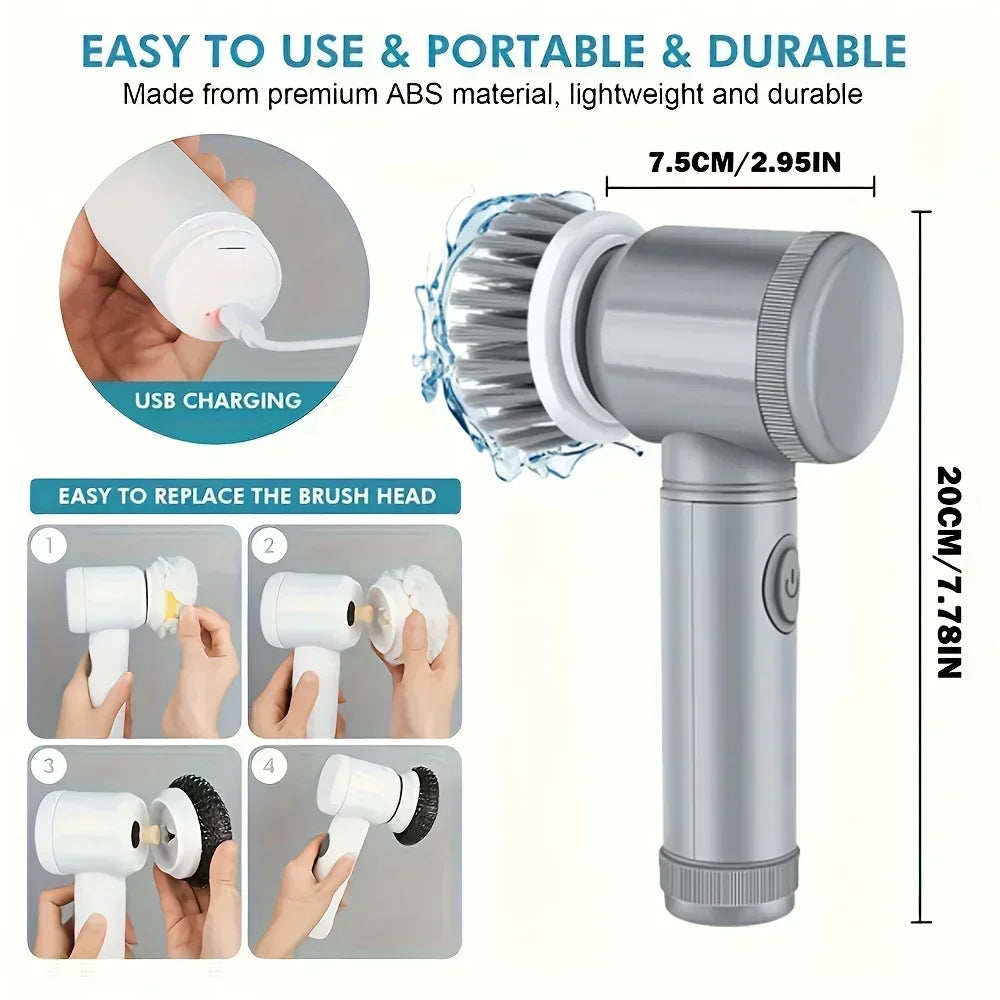 Nestiq Cordless Electric Spin Scrubber with 5 Brush Heads product photo - view 5