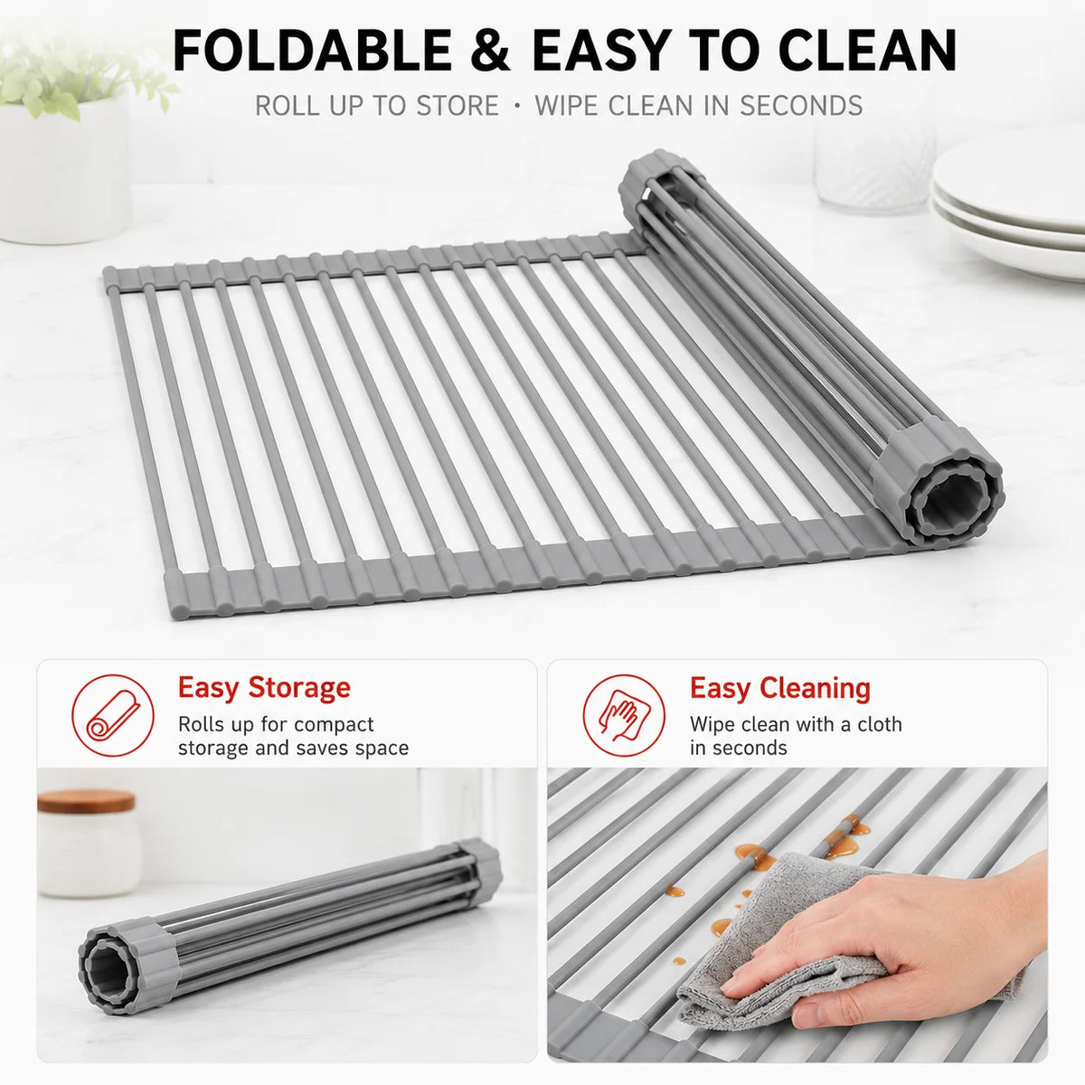 Nestiq Roll-Up Over-Sink Dish Drying Rack product photo - view 5