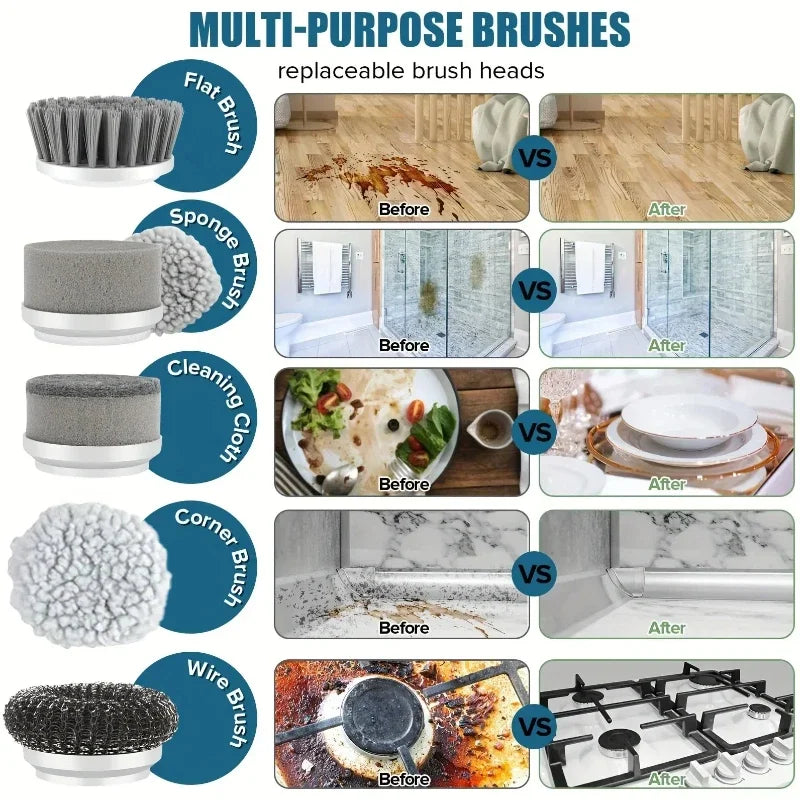 Nestiq Cordless Electric Spin Scrubber with 5 Brush Heads product photo - view 4