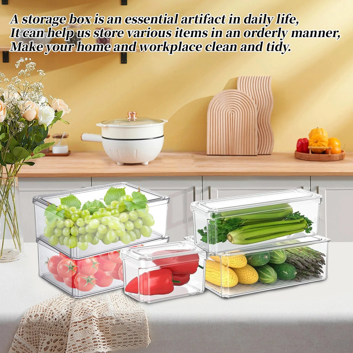 Fridge Storage Bin with Handle