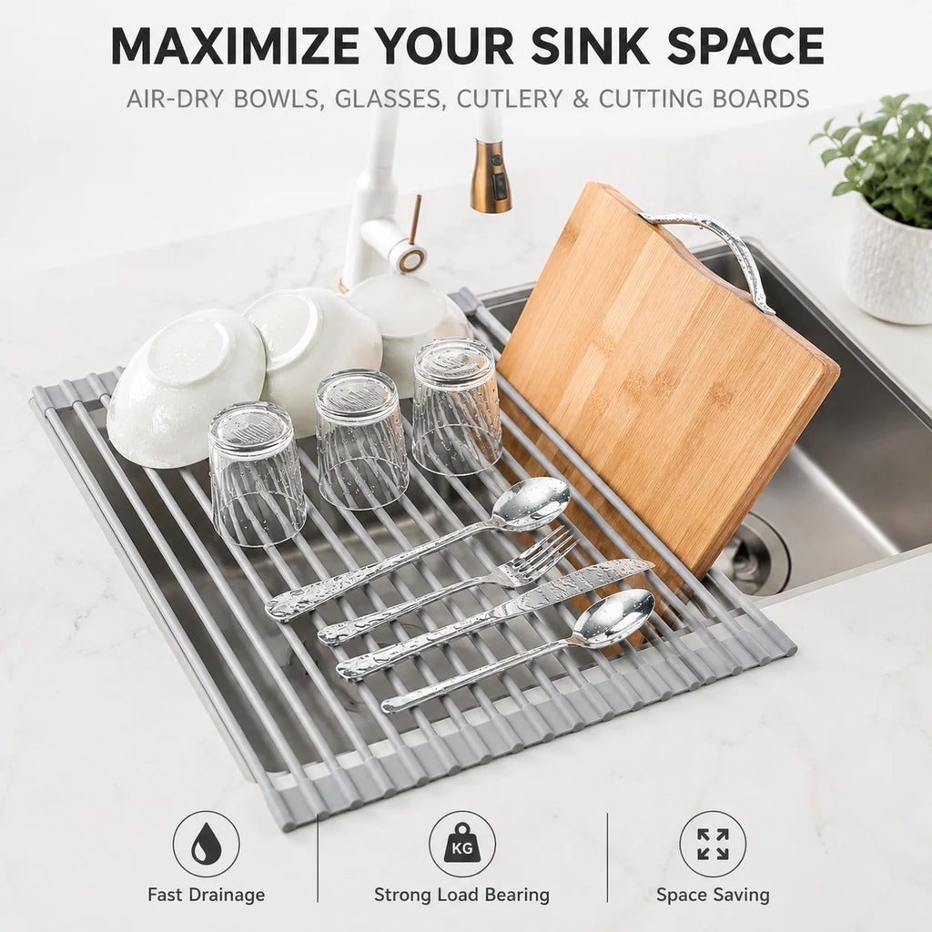 Nestiq Roll-Up Over-Sink Dish Drying Rack product photo - view 2
